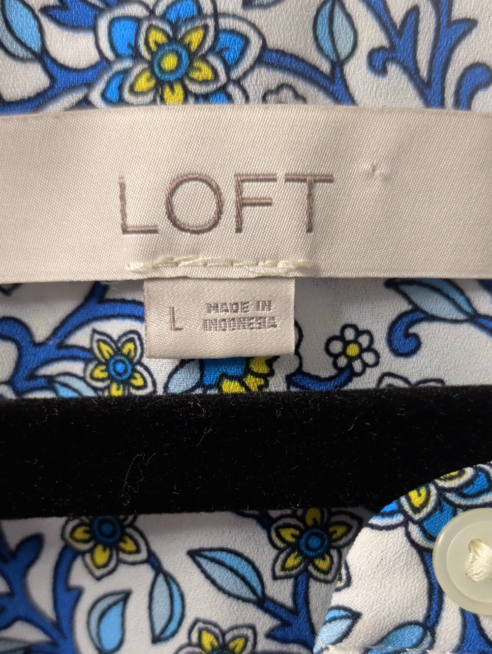 LOFT White, Blue & Yellow Floral Ruffle Sleeve Blouse - Picture 2 of 5